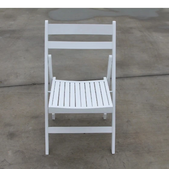 Portable White Wooden Slatted Seat Folding Chairs for Outdoor Garden Event Party