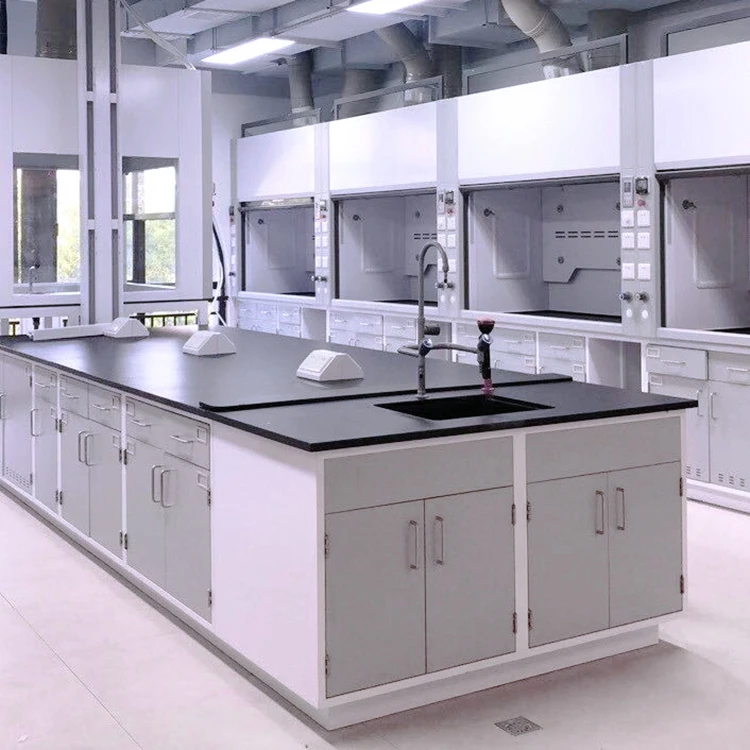 Laboratory Furniture Central Table Lab Island Table Wall Bench for Chemical Physical Biotechnology with Reagent Rack