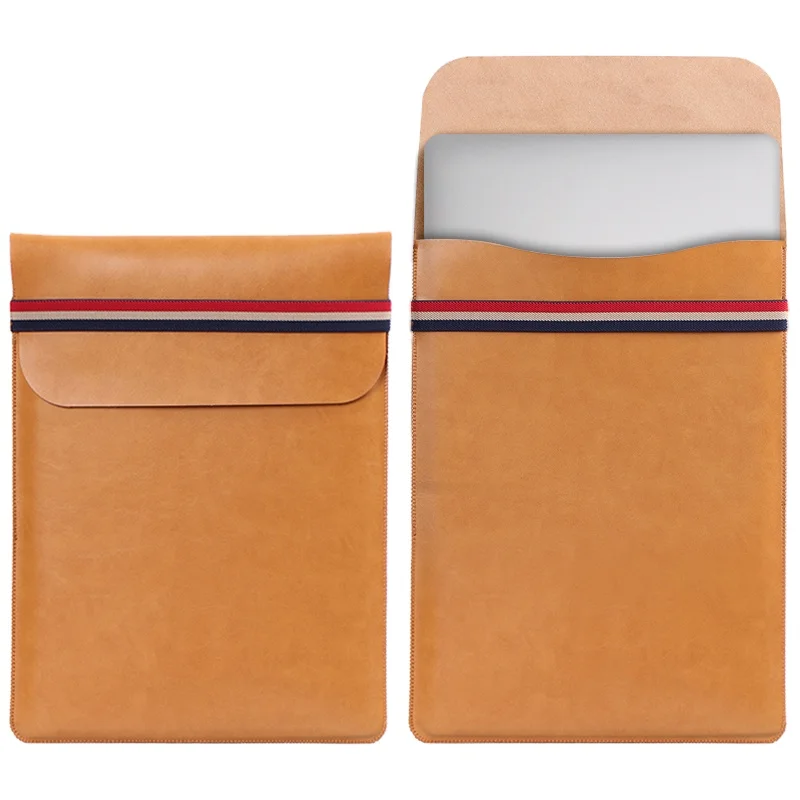 Mens Laptop Bag PU Leather Protective Laptop Sleeve Bag 11 12 13 15 inch Notebook Case With Elastic Closure For Macbook Air/Pro