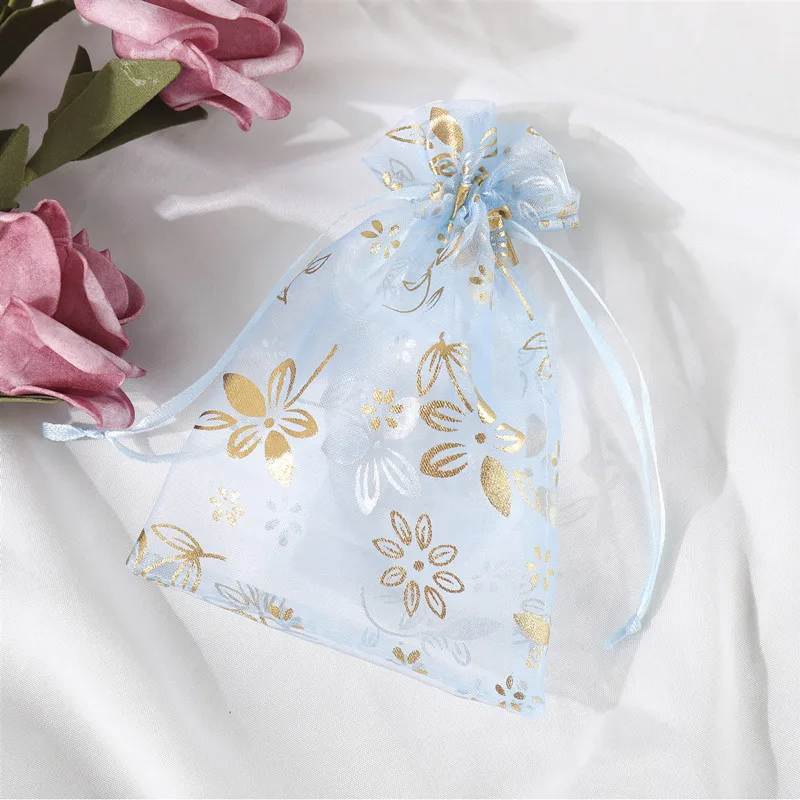 Chinese Redbud  Hot Stamping Organza Bag 13*18cm Wedding Gift Bag Party Jewelry Festival Makeup Organza Gift Bag