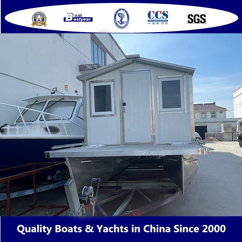 Bestyear 5.5m Aluminum Hull House Boat fishing inside