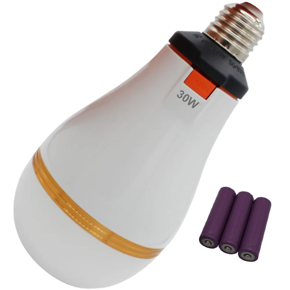 LED Emergency Bulb With Removable Battery 18650 Outdoor Camping Rechargeable  Power Supply AC 85-265V Lighting 8 Hours