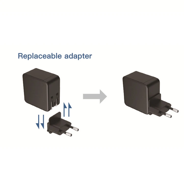 Customized Logo 65W EU UK PD QC 3.0 USB Type C Port Fast Charge Wall Charger Dual Travel Adapter Universal For Iphone Android