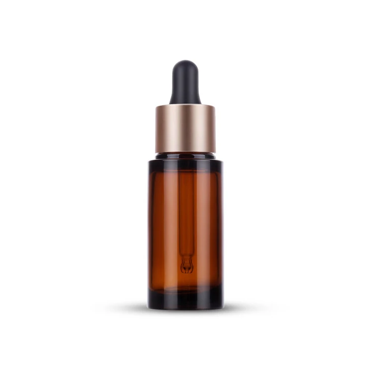 High quality 30ml amber petg plastic round cosmetic essential oil dropper