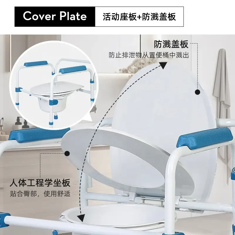 MSMT Elderly Height Adjustable customized Aluminum steel folding commode chair for Disabled Toilet Patient Toilet Chair