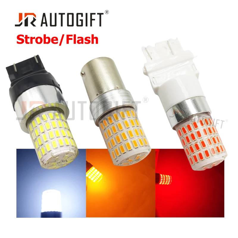 12v 24v strobe light for Truck 1156 BA15S 1157 BAY15D Red Strobe Lamp 72 SMD LED Bulb Car Brake Turn Signal Tail Flashing Light