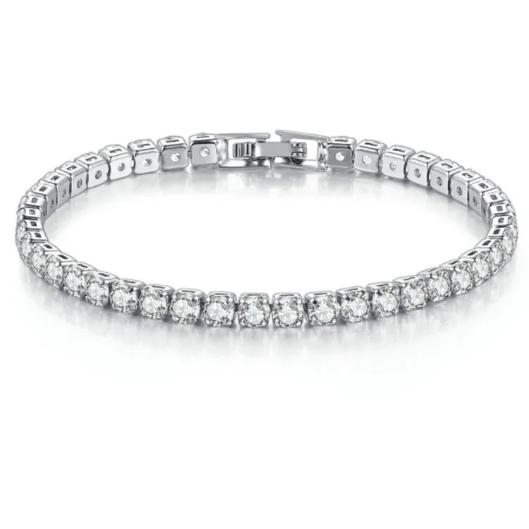 Gold Plated Cubic Zircon Classic Tennis Diamond Bracelets For Women With Custom Size
