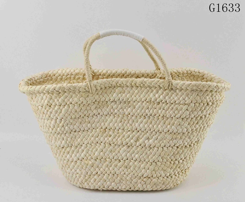 Europe Basket Market Recycled Straw Bag Natural Raffia Luxury Fringe Bag Straw Corn Basket Custom Logo