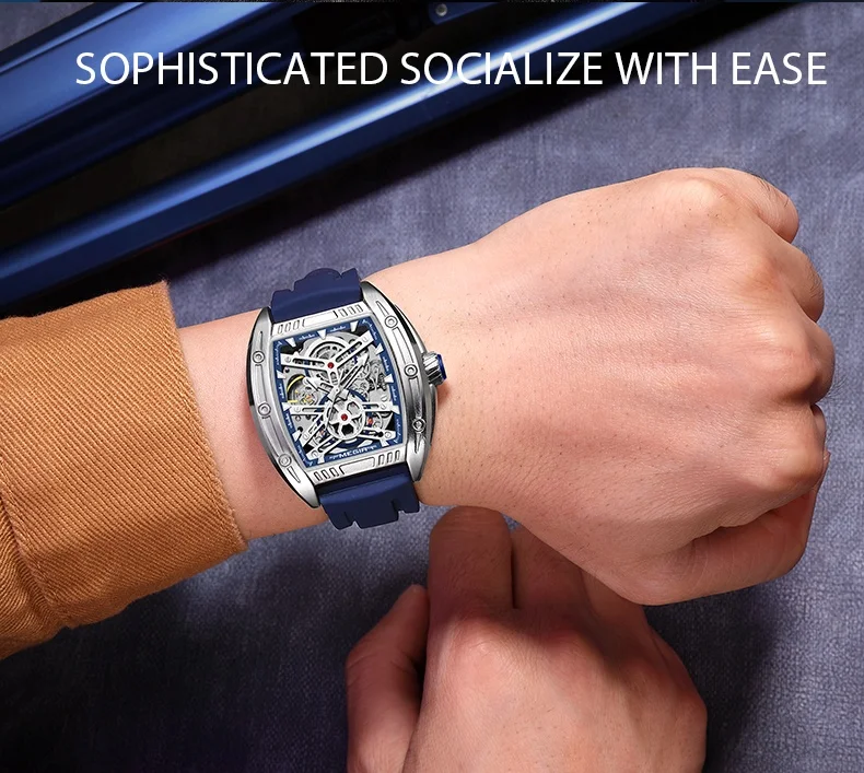 2024 Megir 8601 Waterproof Luxury Mechanical Wrist Watches Original Brand Automatic Watch Man Silicone Strap Automatic Watch