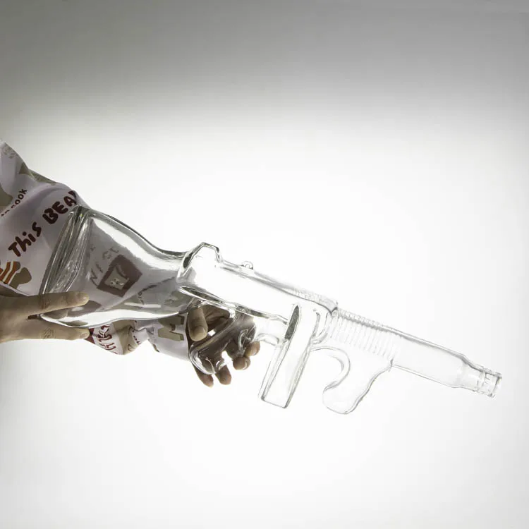 Factory Vodka Tequila Bottle  760ml  Thompson Gun Shaped Glass Bottles