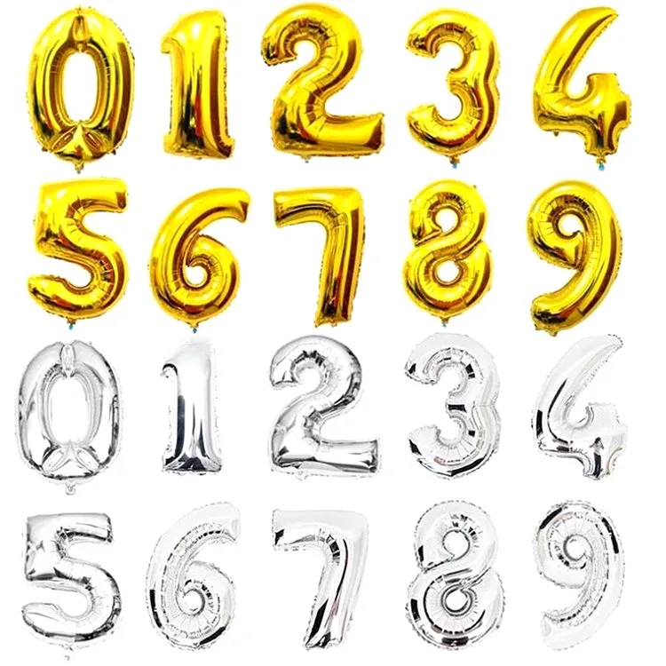 Hot Selling Foil Number Balloon Decoration Colors Large Number Balloons For Party Birthday Decoration Colors Number Balloons