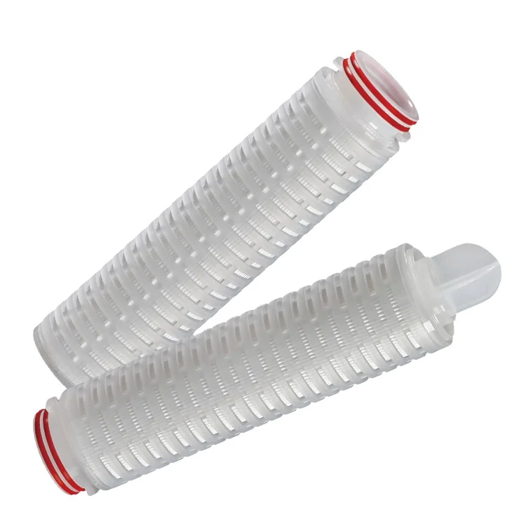 High area pleated hydrophobic membrane filter 0.2 micron PTFE double layer water filter element for fermentation tank