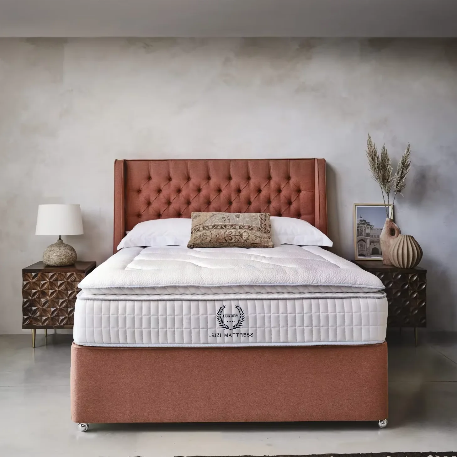 Cotton fabric latex foam pocket spring hotel mattress sleeping double bed mattress manufacture supplier