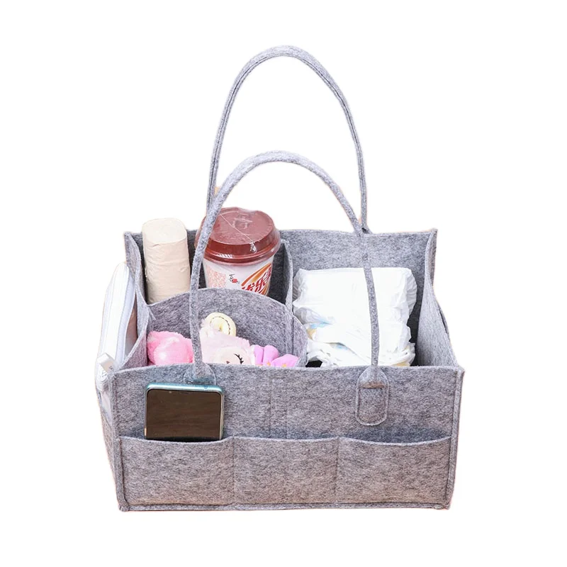 Wholesale customized logo eco portable mommy organizer nursery storage bin baby diaper caddy nappy diaper bag