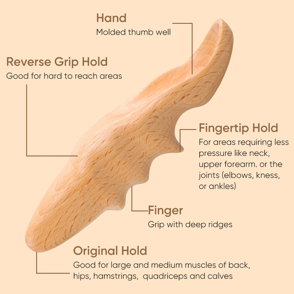 Natural Wood Therapy Body Massager Hand Held Pressure Point Massager For Back And Neck Massaging
