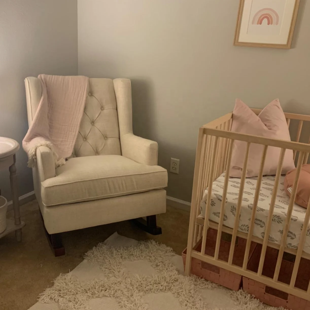 Wingback Accent Living Room Tufted Rocking Sofa Cream Modern Armchair Accent Rocking Chair