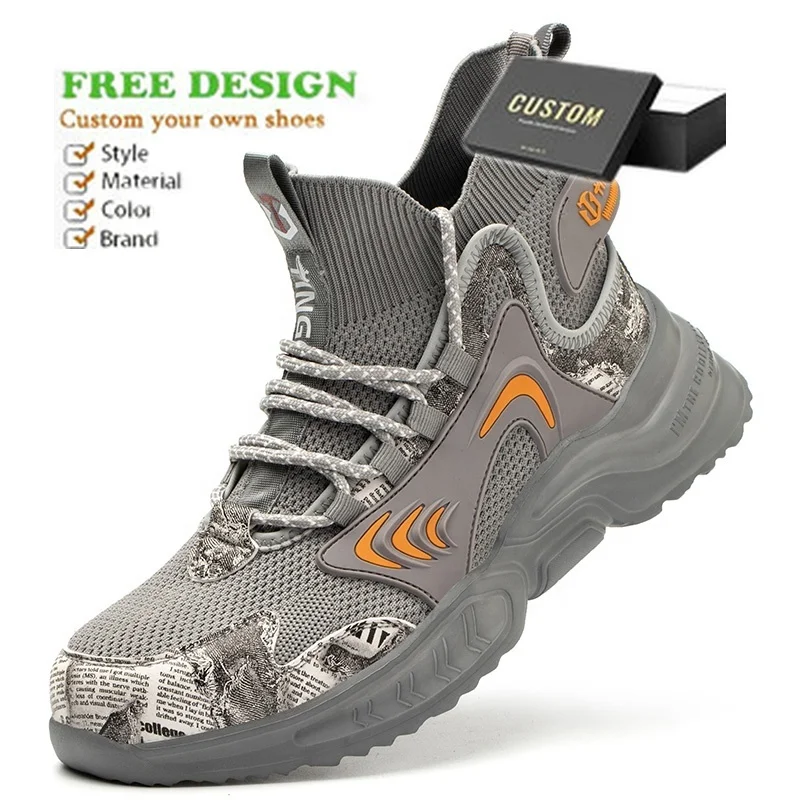 Steel Toe Boots Women Luminous Design Work Sneakers Comfort Resistant Men Anti slip Safety Shoes Stylish Safety Shoes