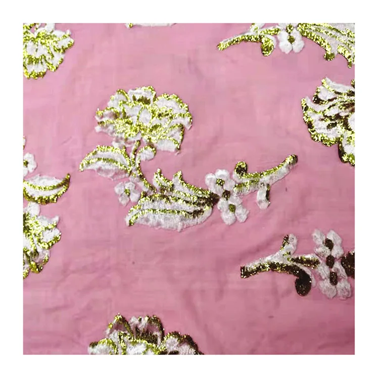 
New Chinese Jacquard Silk Fabric Super Light Soft Transparent Metallic Velvet Soft Silk Velvet Fabric 