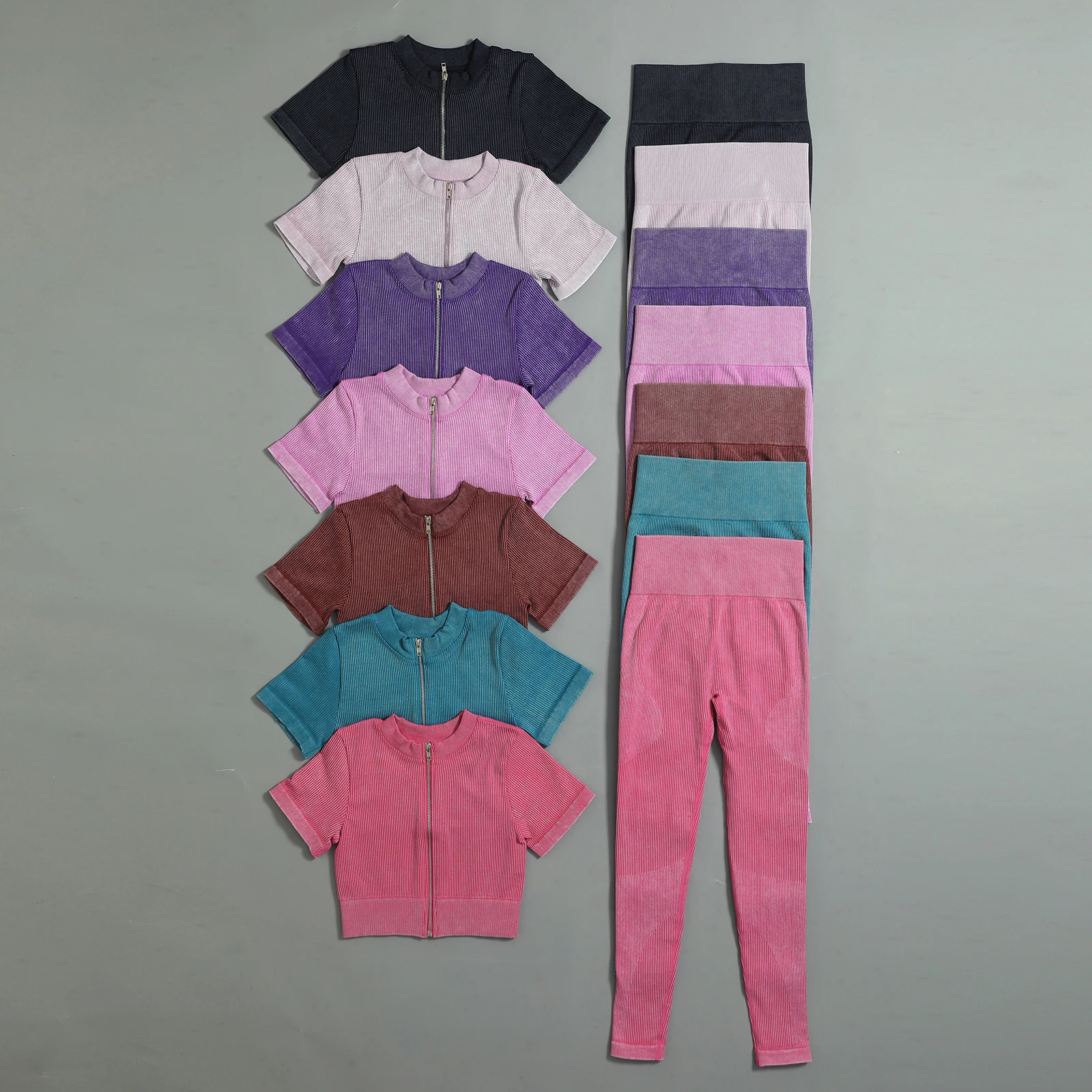 High Elastic Wholesale Seamless Ribbed Yoga Activewear Jogging Suit Women Set Fitness Clothes