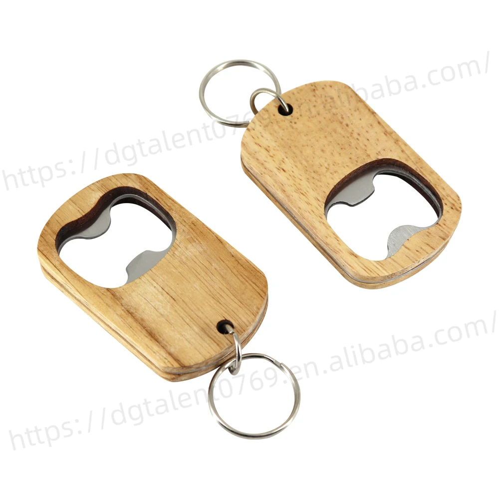 Tailai Wooden Keychain with Integrated Bottle Opener and Beer Bottle Wall Hanging Opener Magnetic Personalized Engraving Option