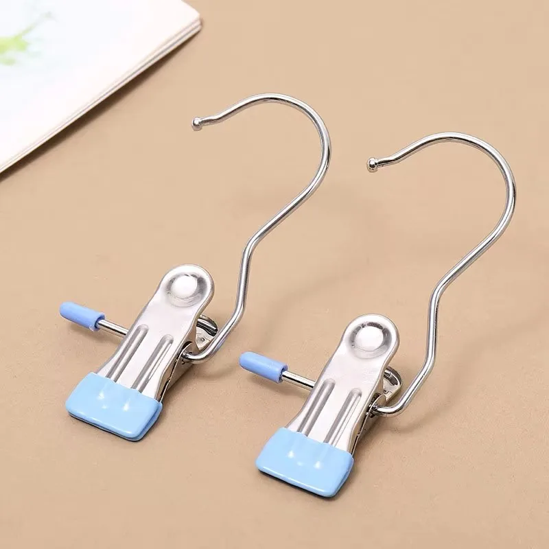 Wholesale Multifunctional  Metal Non-slip Hanger  Practical three-letter clip universal clothespin home sock hooks