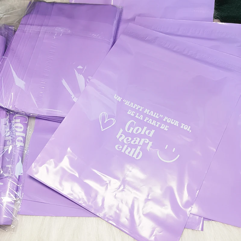 Custom logo eco-friendly purple plastic shipping envelopes poly mailers express courier mailing packaging bags