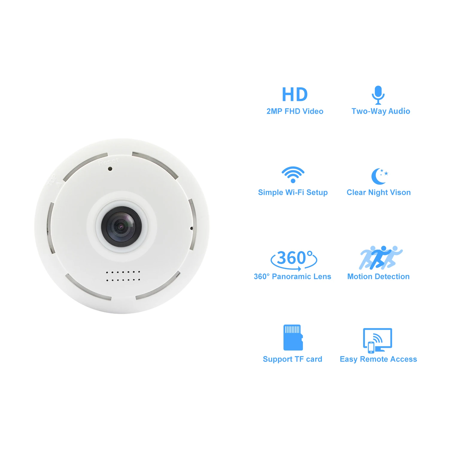V380 Flying Saucer Smoke Detector Hd 5mp Fish Eyes Panoramic IP Wireless Wifi Camera