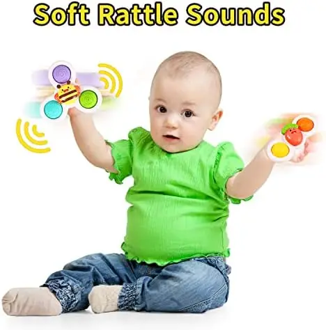 3pcs ABS Sensory Bath Spinners Anti-Stress Suction Cup Toys for Boys & Girls Custom Model Birthday Gifts