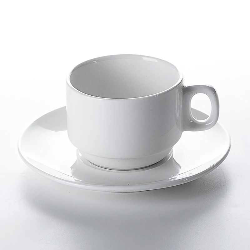 
High Temperature Restaurant Cafe Bar Porcelain Coffee Cup Factory, Tea Cup Sets, White Cups And Saucer Ceramic 