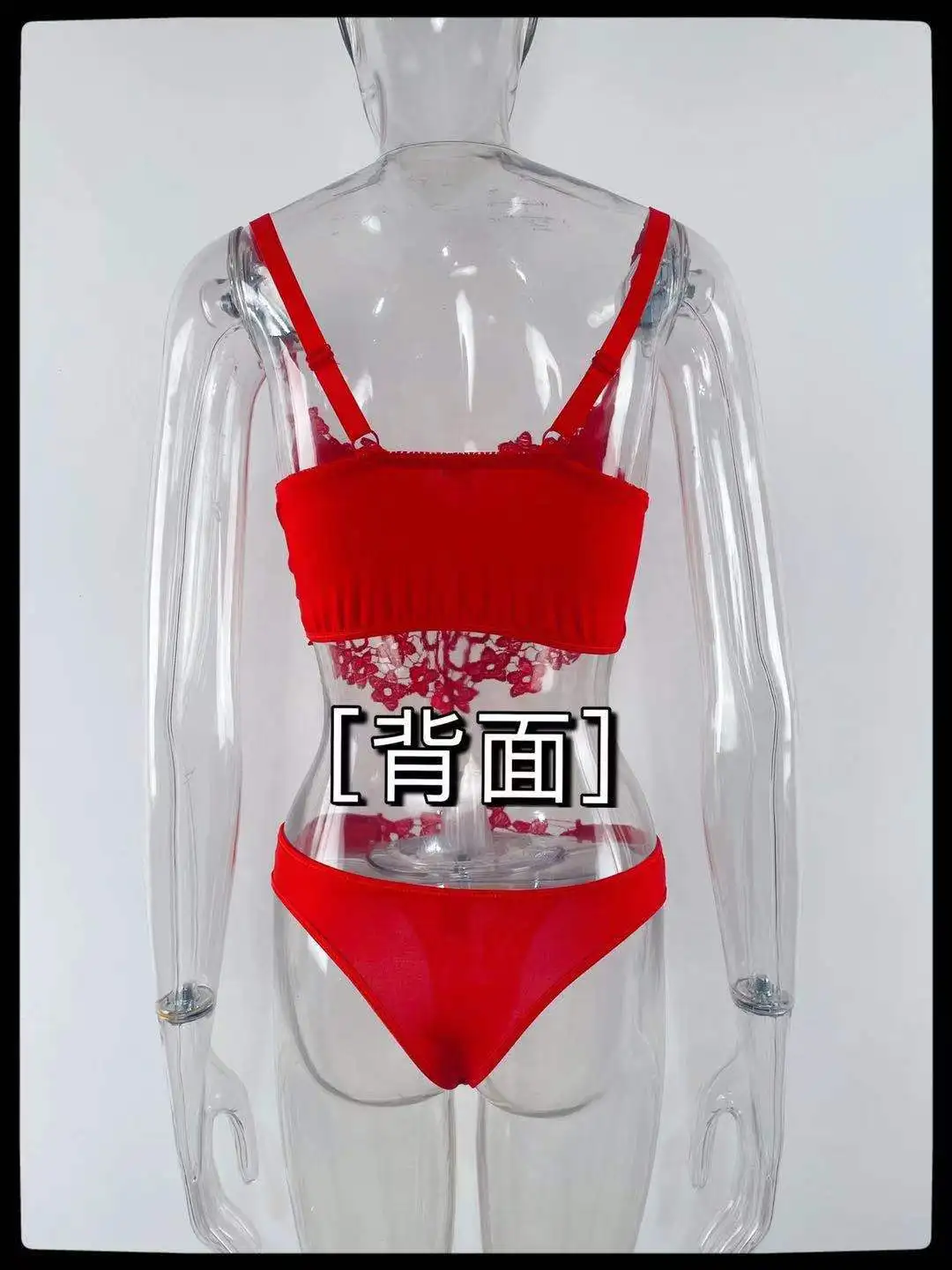 Wholesale  Female Private Label  Sexy Black Lace Trim  Wireless Bra Lingerie Dot Mesh Lace Bra Underwear Fat Sexy Lingerie