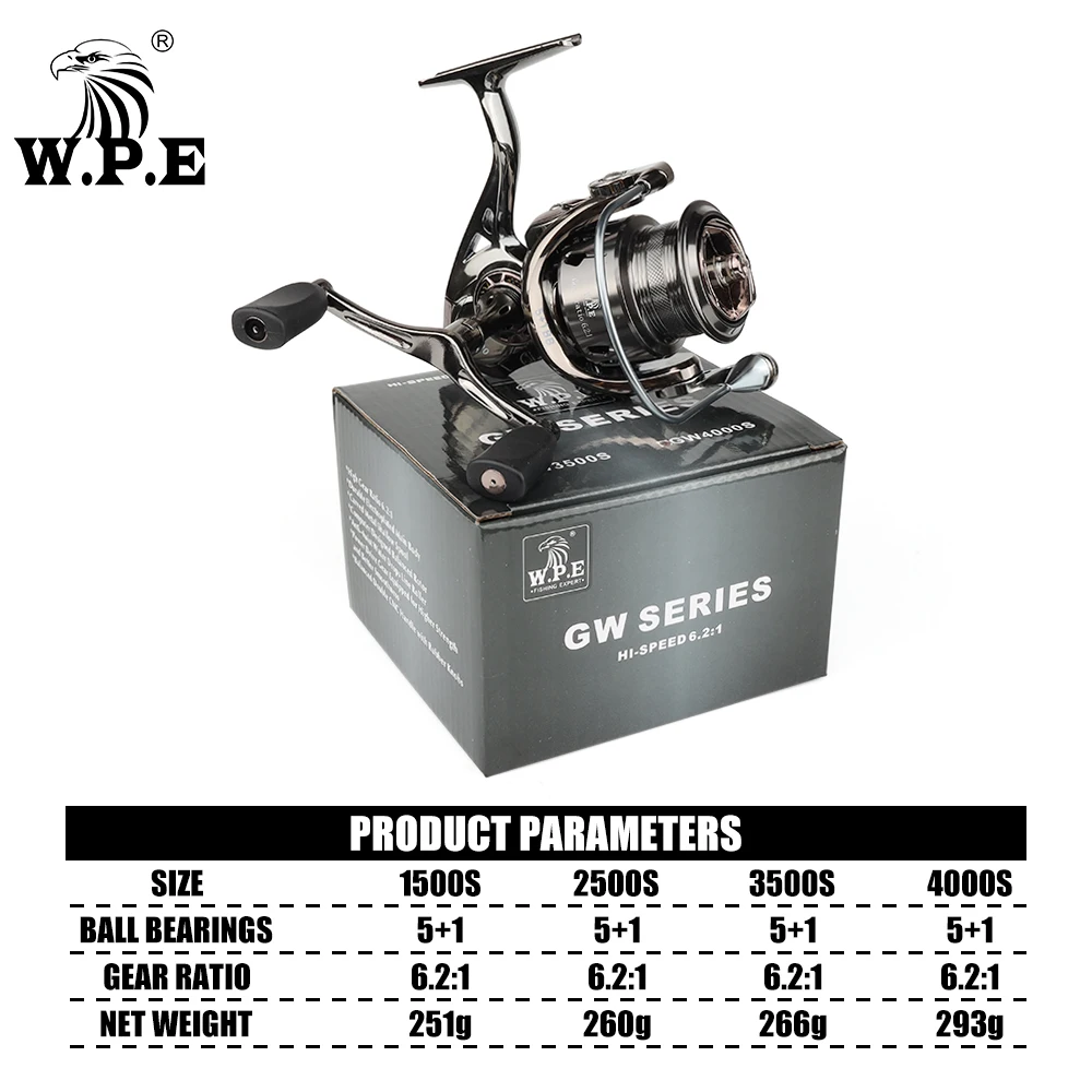 W.P.E Новый GW 1500S-4000S 6 2: 1 высокоскоростной Металл 5 + BBs другая катушка Рыболовная спиннинг для ловли карпа