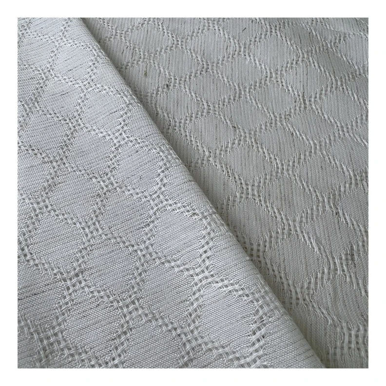 CC-5888-001 Top Sale Jacquard Linen Look 100% Polyester Upholstery Sheer Curtain Fabric For Living Room