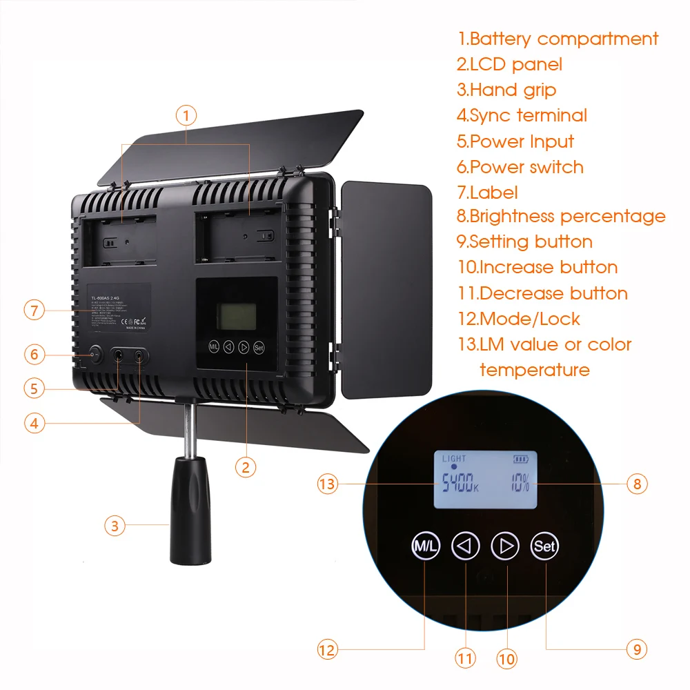 Travor TL-600AS 3 in 1 set picture photo taking digital dslr camera lighting kit shooting illumine lamp led fill video light