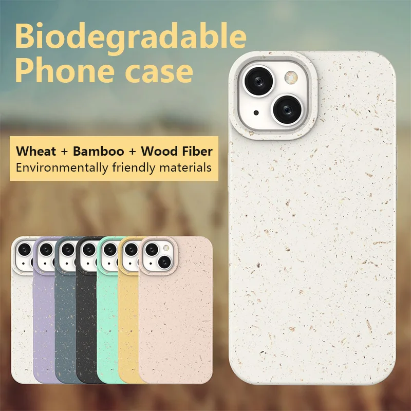 2022 New 100% Recycled Eco-Friendly Biodegradable Wheat Straw Phone Case for Iphone 14 Max 13 12 11Pro Max