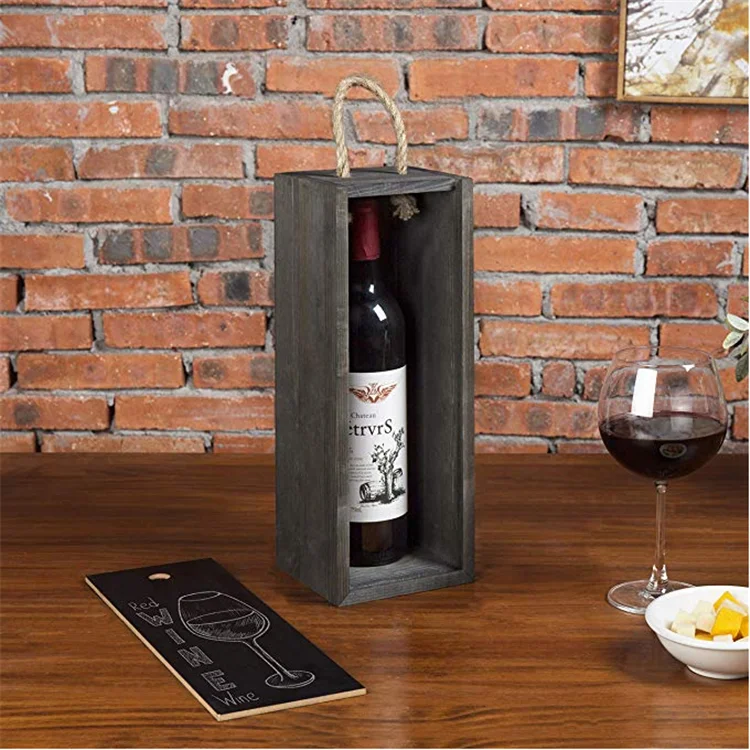 
Vintage grey wood chalkboard with rope handle exquisite wooden box wine 