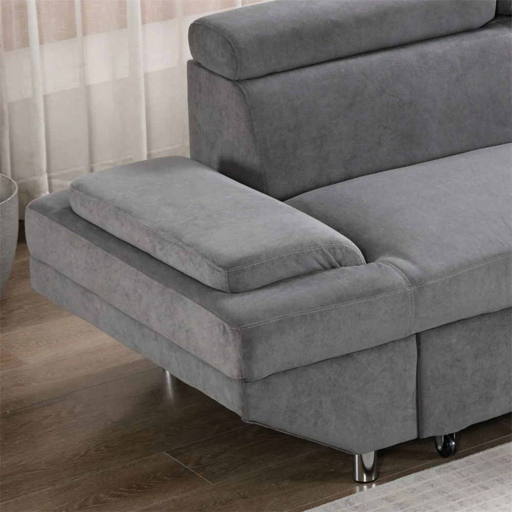 Factory High Quality Modern Apartment Home Fabric Sleeper Classic L Shaped Sectional Storage Sofa Bed