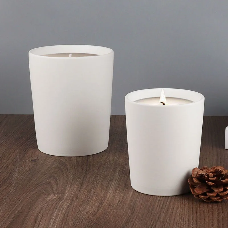 Wholesale In Bulk Home Decor Matte White Scented Candle Jar Porcelain Candle Holders