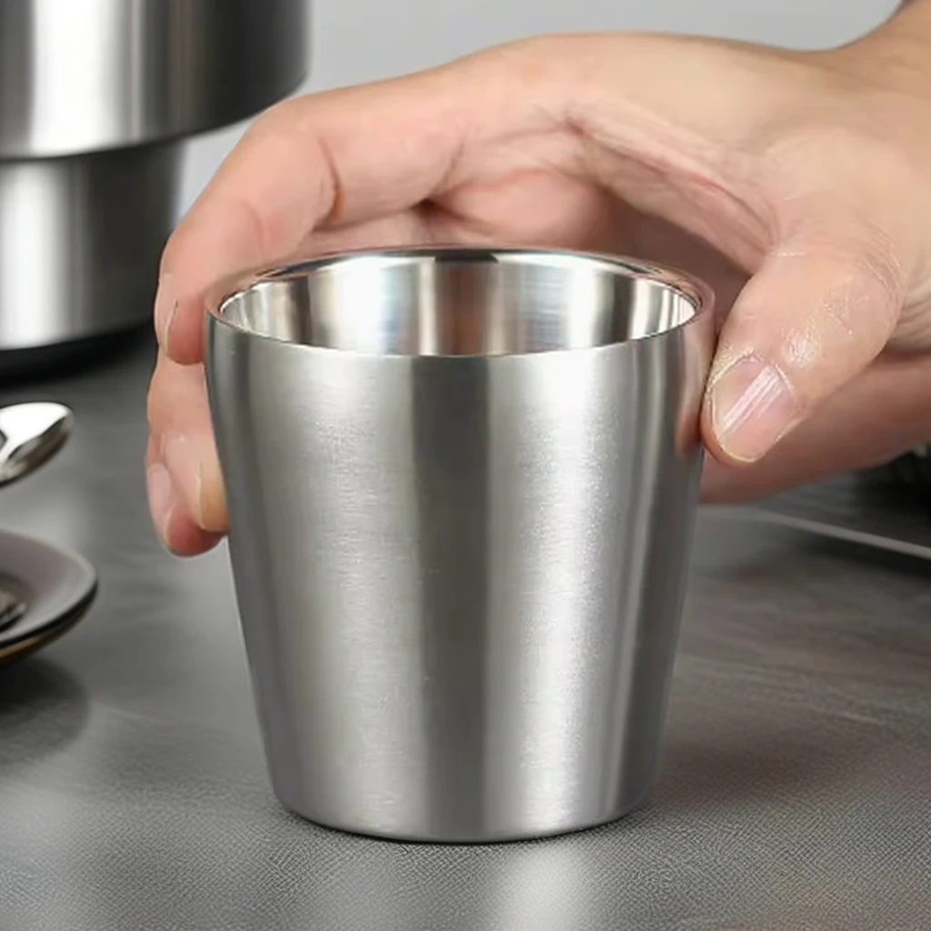 Custom Logo Double Wall Stainless Steel Mug Portable Round Coffee Beer Wine Cup With Metal Shot Glass Box Home Party Bar Use