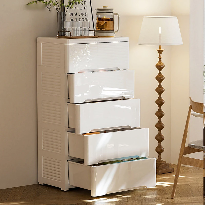 NEW Stylish White 4-Drawer Storage Cabinet, Simple Design Chest for Living Room and Bedroom Organization