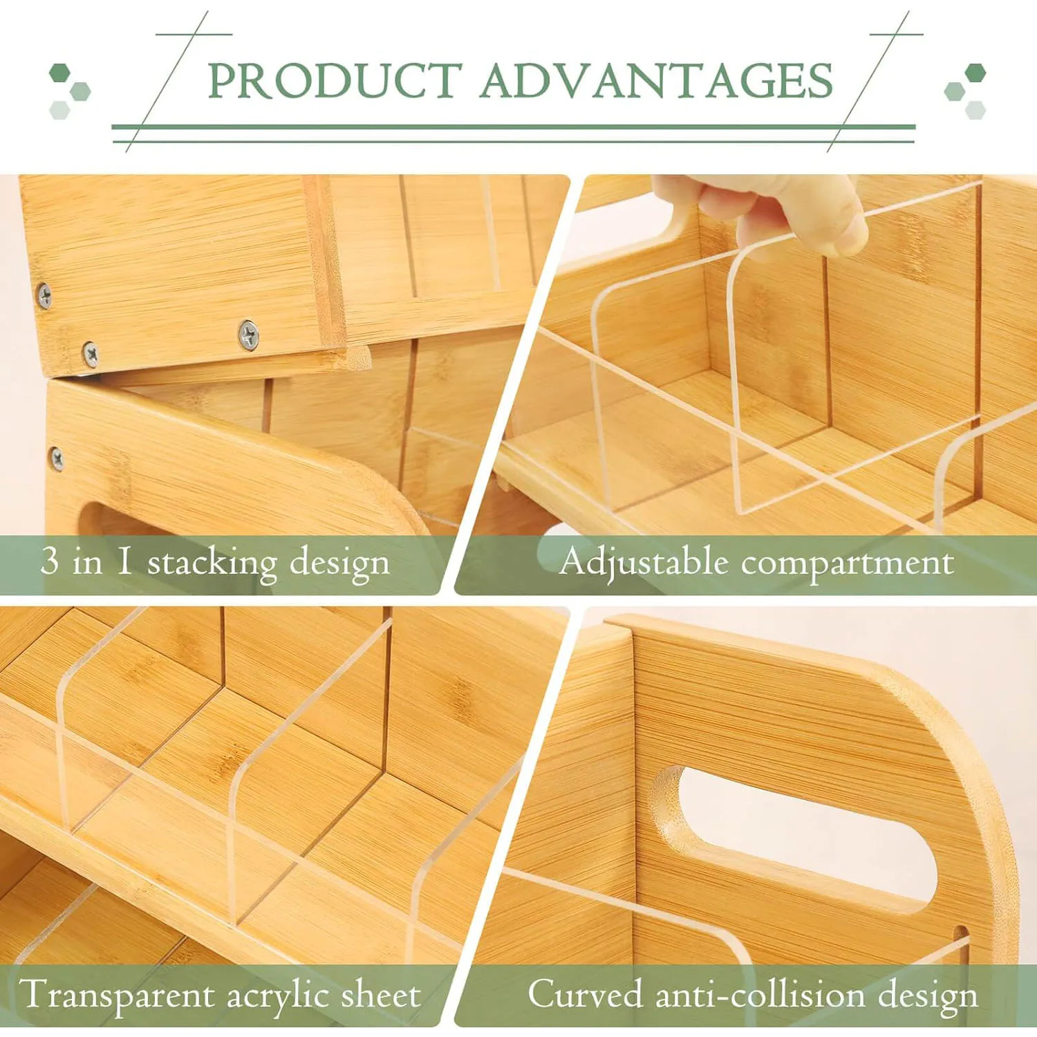 Vertical Tea Bag Organizer - Bamboo Tea Bag Holder,Practical Wooden Tea Box for Home