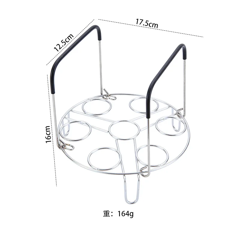 Складной однослойный/двухслойный паровой стеллаж из нержавеющей стали с 7 отверстиями Многофункциональный отпариватель для яиц силиконовой ручкой