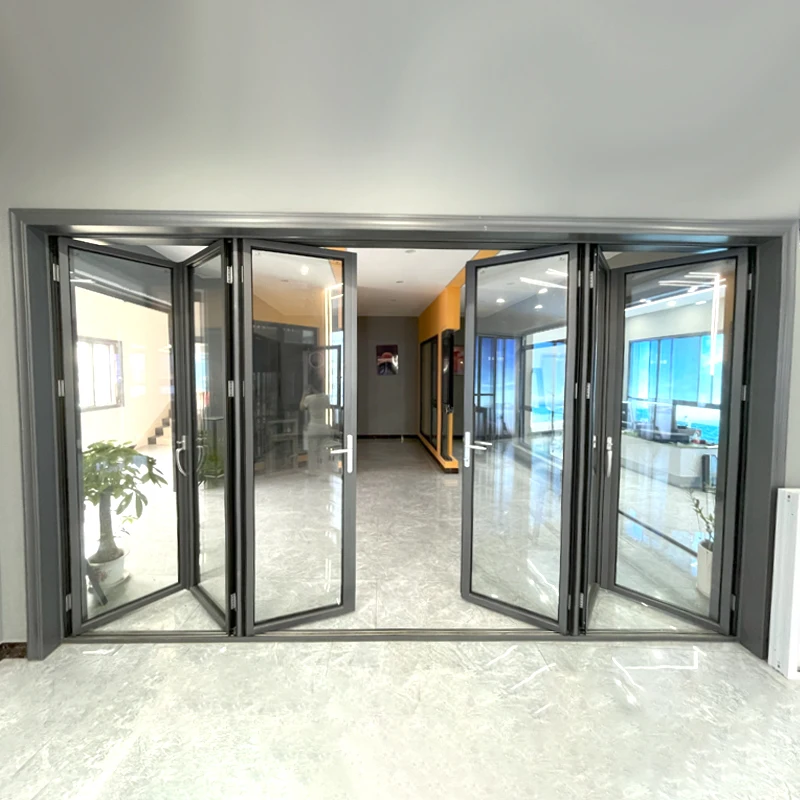 Promotion Hot Selling Aluminum Folding Patio Door For House Construction Bi-Folding Door Aluminum Glass Folding Door