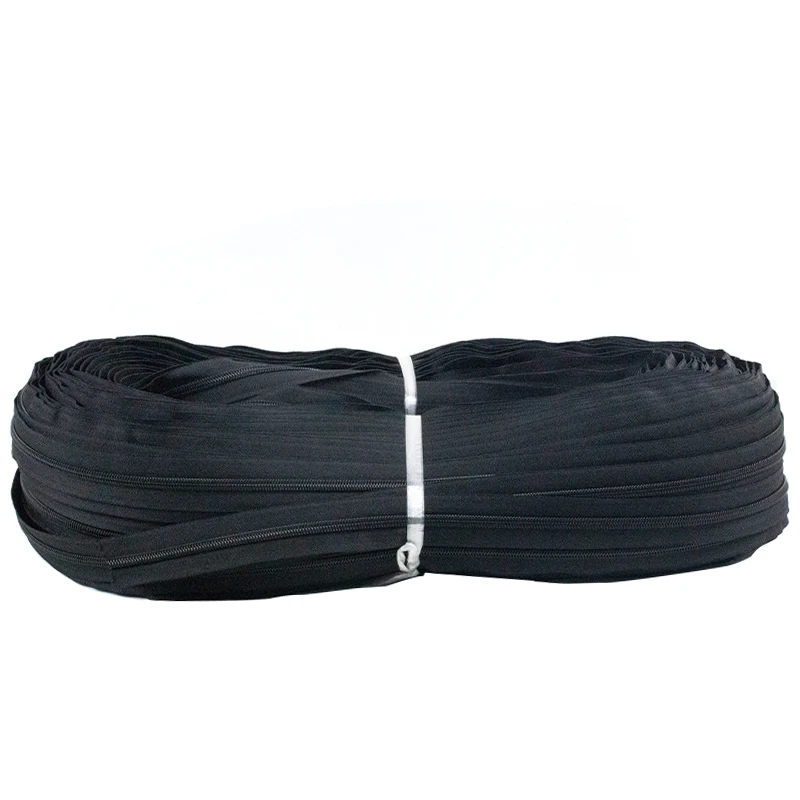 Manufacturer Nylon Zipper Raw Black Dying Rolls Size 5 Tape Nylon Zipper Long Chain Nylon Zipper For Bag