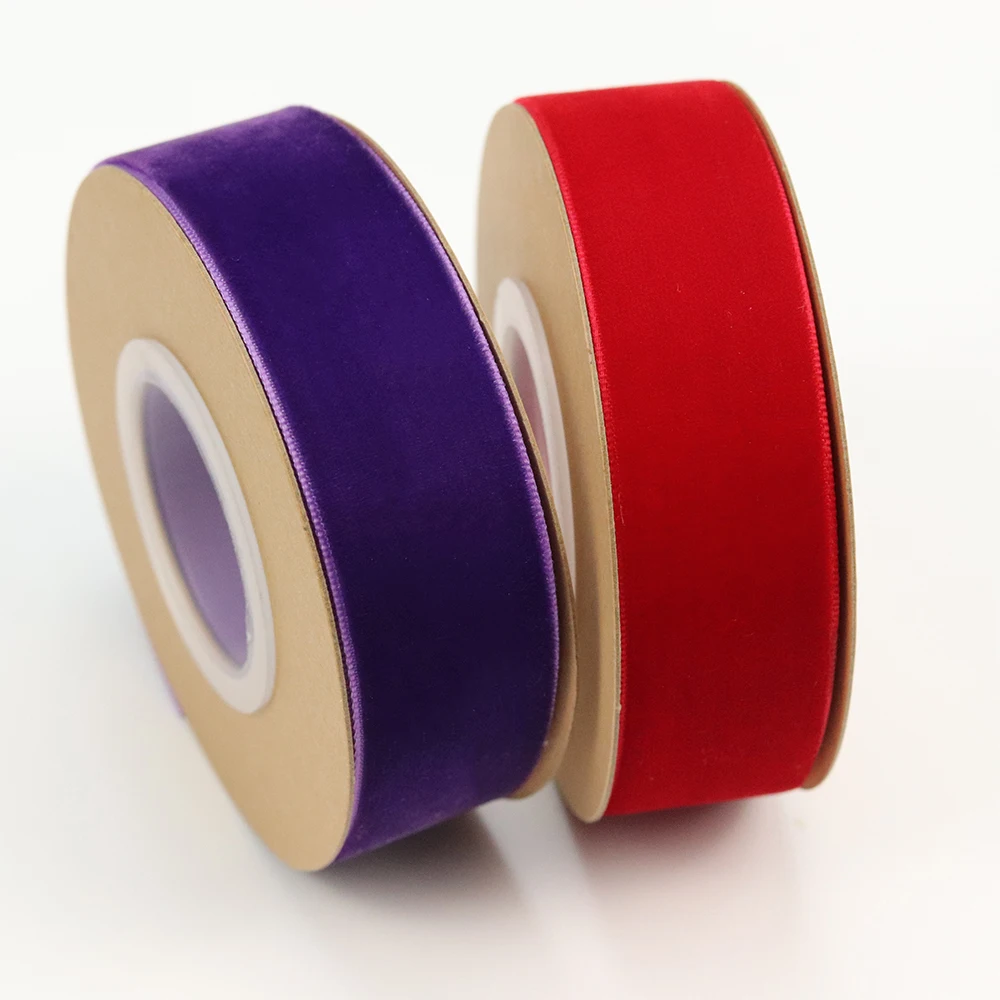 Hot Selling Single Face Silk Velvet Ribbon 6mm-50mm Width Wholesale Ribbon Custom Logo for Gift Wrapping and Crafts