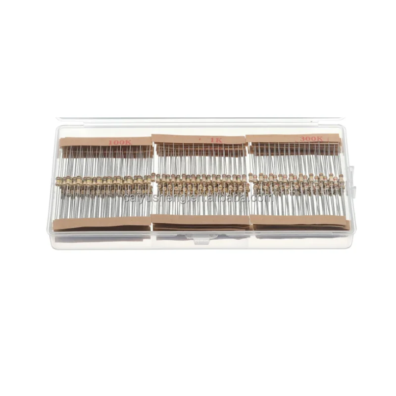 CAIYUSHENG 50 Values=500pcs 1/4W 0 Ohm -10M Ohm 5% Carbon Film Resistor Assorted 1/4 Watt Common Fixed Resistors Assortment Kit