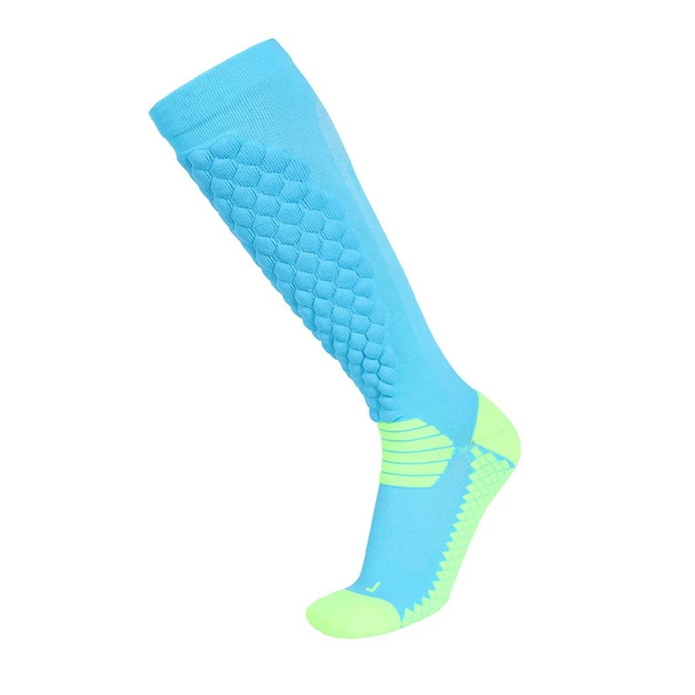 Cushion Shin Pad Football Socks Long Running Compression Socks 20-30mmhg