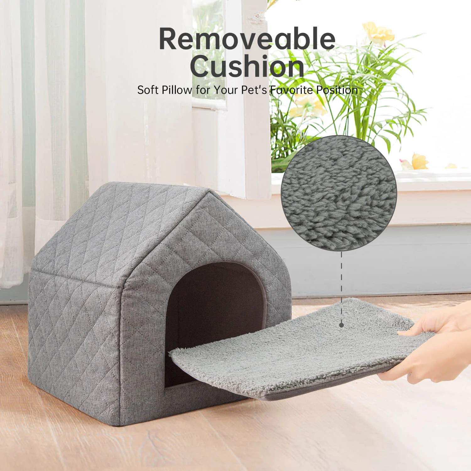 Factory wholesale Custom LOGO Dog Cat Cave Bed House Foldable Indoor House For Cat And Dog Bed Washable