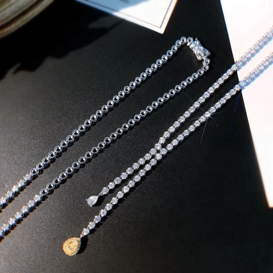 Custom 14K 18K yellow diamond natural stone necklace jewerly necklace
