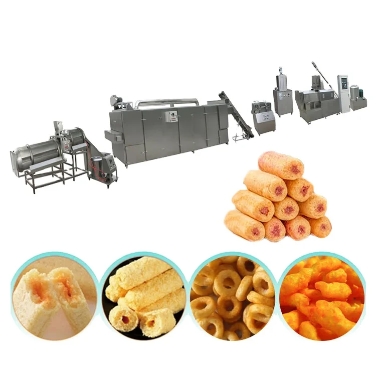 Pillow shaped core filling snacks making machine puffed sandwich jam center snack food production line
