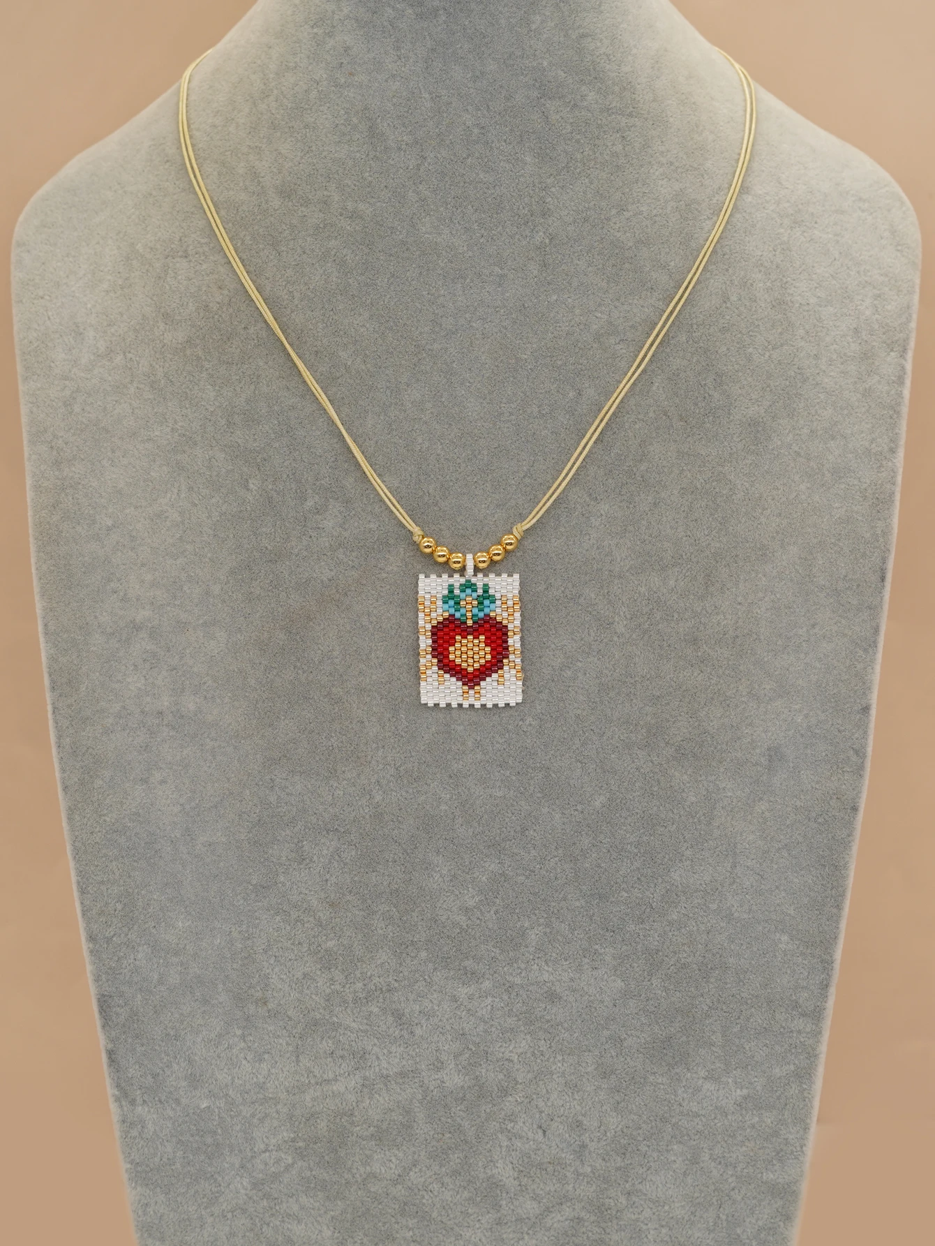 Go2boho Bohemian Gold Plated Beaded Necklace Women Pendant Heart Charm Handmade Colorful Fashion Jewelry Miyuki Bead Necklace